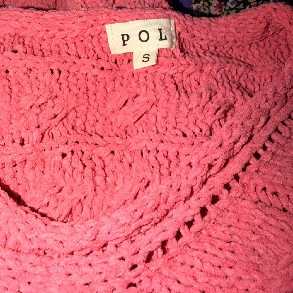 NWOT POL Womens Pink Cable Knit Oversized Sweater Boat Neck Textured Pullover Sm - Picture 4 of 4